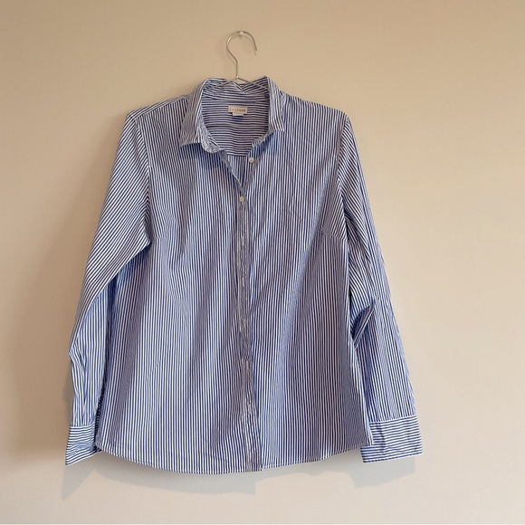 J by J-Crew Button Down Woman’s Long Sleeve Size XL. Blue Stripped Casual Shirt. - Picture 1 of 3